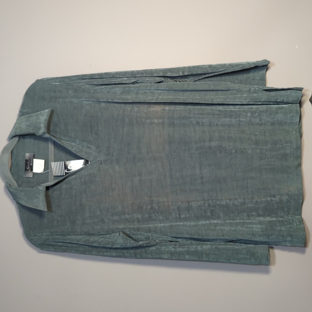 Slinky Brand Green/Gray Top Women's Medium